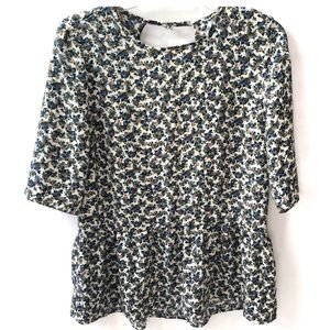 Zara Floral Short Sleeve Shirt Size L